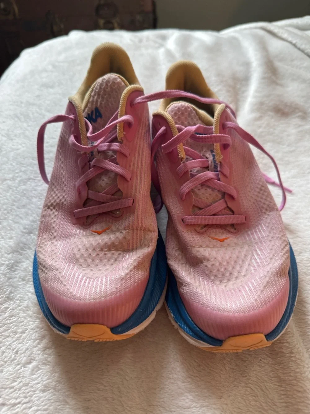 Hoka Women's Pink, Blue and Yellow Running Sneakers - Picture 4 of 5